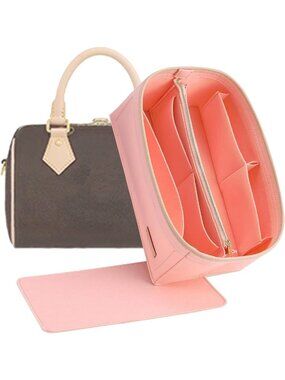 Pink Felt Purse Organizer & Base Shaper Set - 14 Pockets, 2-in-1, Detachable